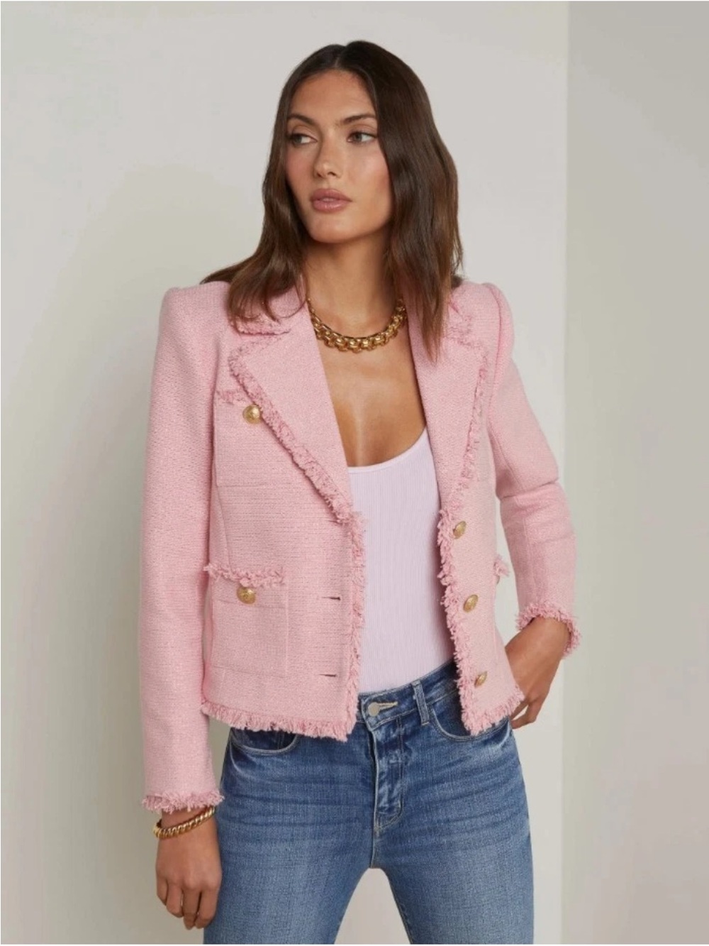 L’Agence Womens L'agence Niko Tweed Jacket, Pink